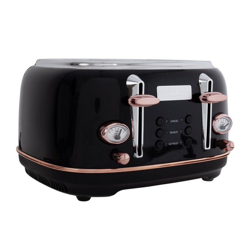 4 Slice Toaster, Black/Rose Gold