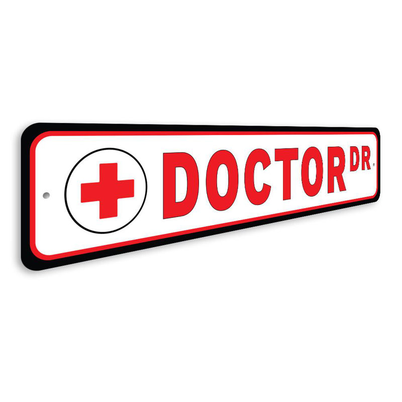 Plaque en aluminium Doctor Street, H 4 po x l 18 po x P 0,04 po