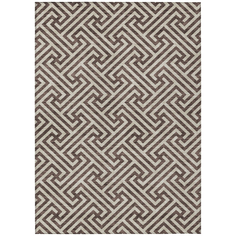 Tapis d'intérieur lavable à motif géométrique beige 10 pi x 14 pi