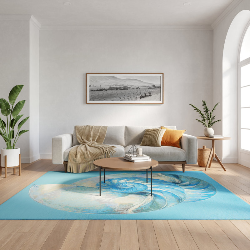 Woodroe 5'3" x 7'3" Blue Ivory Coastal, Nautical & Beach Rug, Rectangle 5'3" x 7'3"