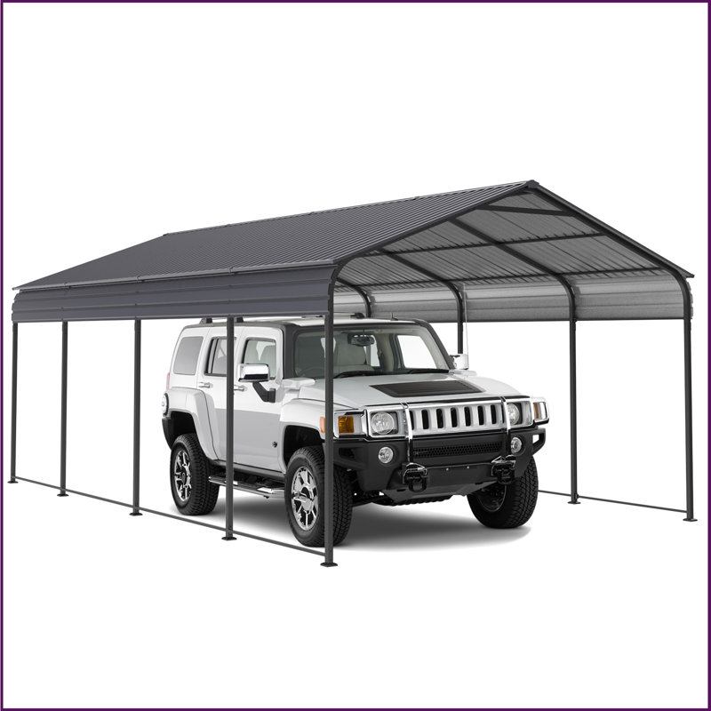12x20 Ft Metal Carport Canopy, All-weather Heavy Duty Carport Canopy With Galvanized Steel Roof, Outdoor Metal Shelter For Truck, Boat, Tractor, Car, Suv