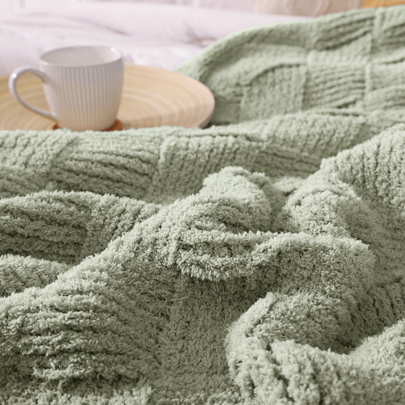 Throw Blanket-double weaving pattern, Sage Green