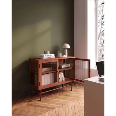 Glass Display Sideboard Argyrios Metal 77 cm Golden Brown