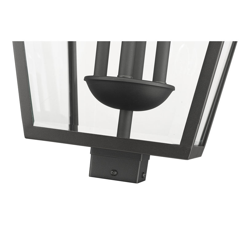 Luminaire d'extérieur 4 lumières Injum, H 33,75 po x l 19,25 po x P 19,25 po, Noir, Biseauté