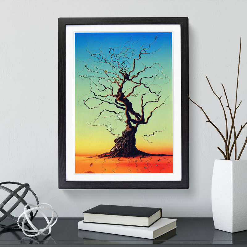 Surreal Tree - Single Picture Frame Print, 64cm H x 46cm W x 2cm D, Black Framed