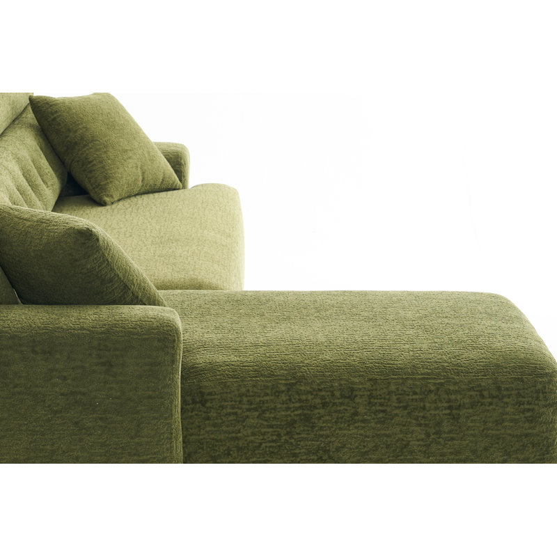 Chenille Sofa Cozy Small Sofa Modular Sofa With Chaise, Antique Green