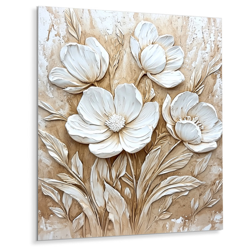 Vintage Buttercups Golden White II - Floral Metal Wall Decor, Buttercups Metal Print, 40" H x 30" W x 0.84" D