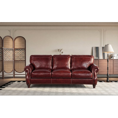 Ellard Genuine Leather Rolled Arm Sofa