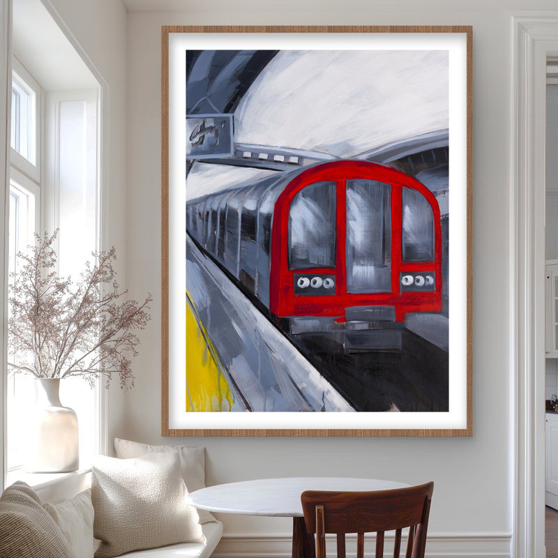 «People Waiting Metro», reproduction encadrée avec passe-partout | Décoration intérieure, H 48 po x l 36 po, Brun