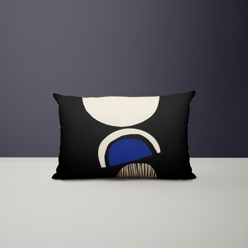 Housse et insert de coussin rectangulaire intérieur / extérieur en polyester / mélange de polyester Chamu, Bleu marine/noir