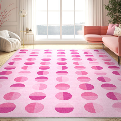 Tapis tissé à plat à motif géométrique rose Winston Porter Shanea