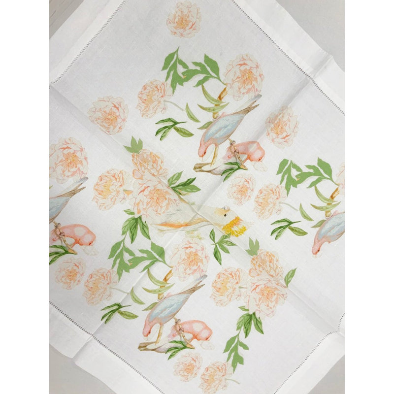 Peony Inspira Cotton Sateen Dinner Napkins, Yellow White