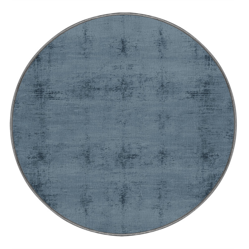 Tapis abstrait gris lavable à la machine, Rond 7 pi