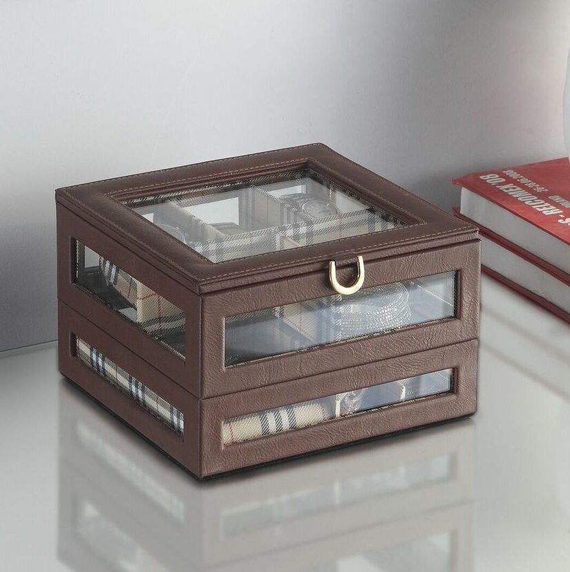 Fortæl mig frugter Ren Alcott Hill® Leather Tartan Lining Tempered Glass Watch Box & Reviews |  Wayfair
