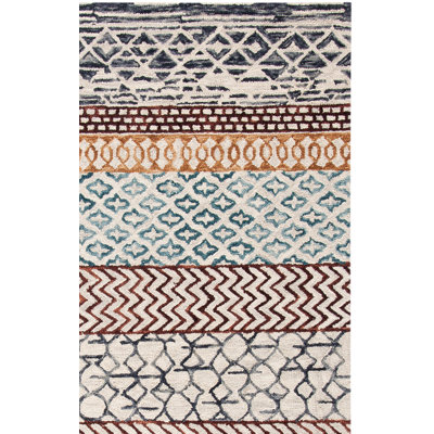Tapis de style sud-ouest en laine / coton touffeté à la main Capri