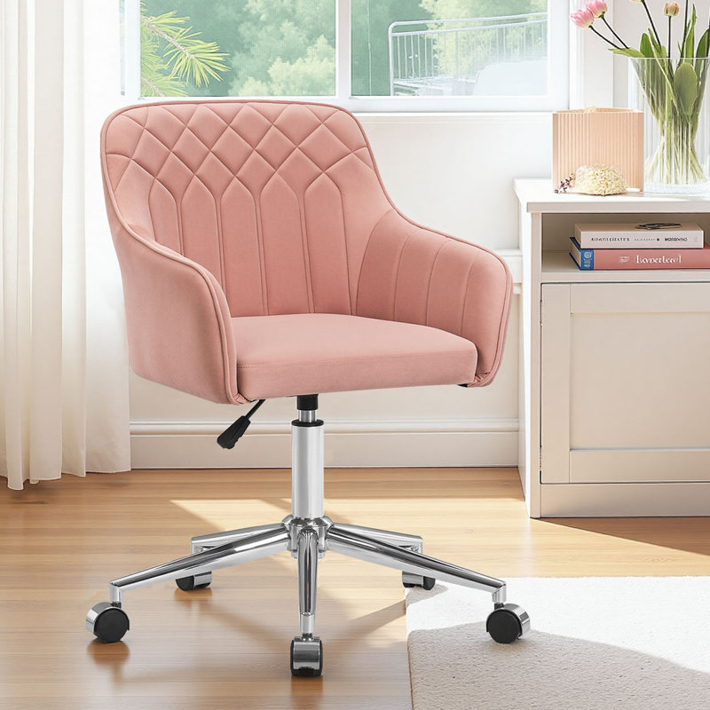 Ensemble de bureau à domicile et de chaise, bureau d'ordinateur carré blanc avec ensemble de chaises de bureau rembourrées, ensemble de chaise de travail pivotant à hauteur réglable, ensemble de chaise de coiffeuse en velours / polyuréthane, ensemble de mobilier de poste de travail multi-paquets