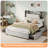 47.2" Bookcase Upholstered Queen Size Bed Frame with 4 Storage Drawers,Light Gray-1141740868-1141740871
