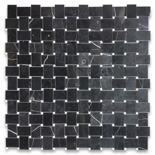 Random Sized Marble Basketweave Mosaic Wall & Floor Tile