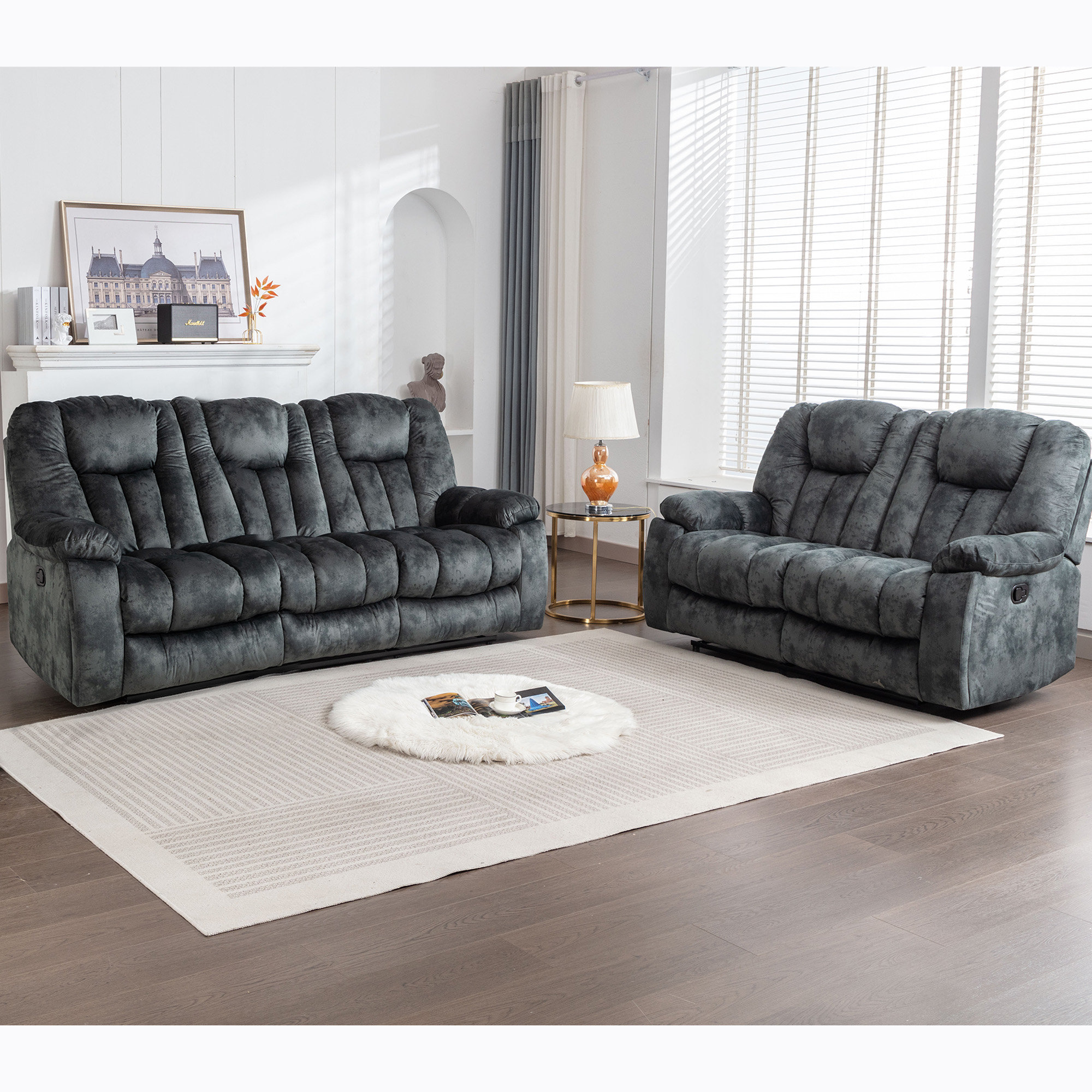Latitude Run® Quiteris 2 Piece Modern Oversized Manual Microfiber ...