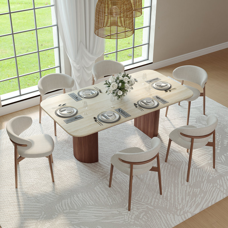 Ensemble de table de salle à manger moderne 71 "avec 6 chaises