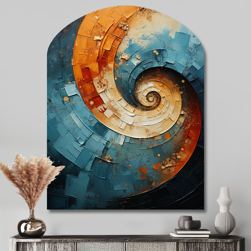 «Cindylou - Abstract Spirals», art mural asymétrique en métal, arche moderne, H 43 po x l 33 po