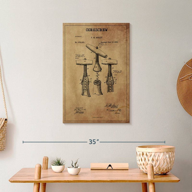 " Corkscrew Patent " by Patent Hunter, 24" H x 16" W x 1.25" D