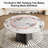 Dining Table Set With 51'' Round Faux Marble Table Top With Lazy Susan And 6 Fabric Dining Arm Chairs-121505633-121505630