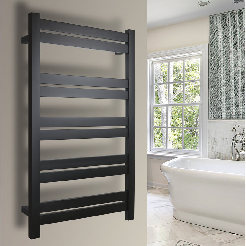Grande 10-Bar Black Stainless Steel Wall-Mounted Towel Warmer
