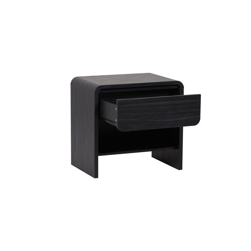 Rickie 1-Drawer End Table with Storage, Black