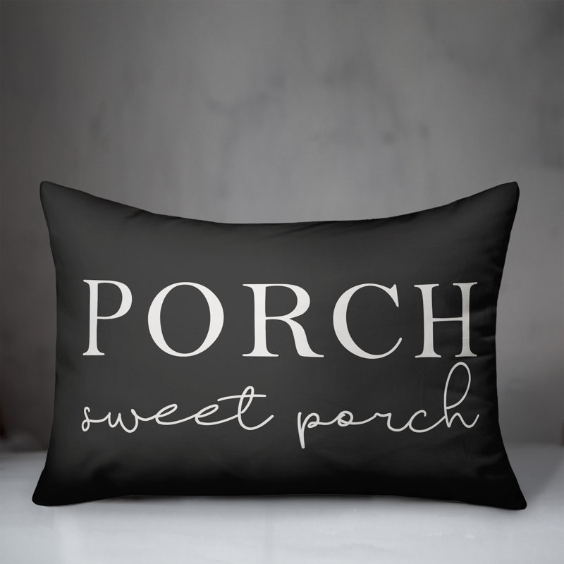 Textual Outdoor Throw Pillow, Charcoal