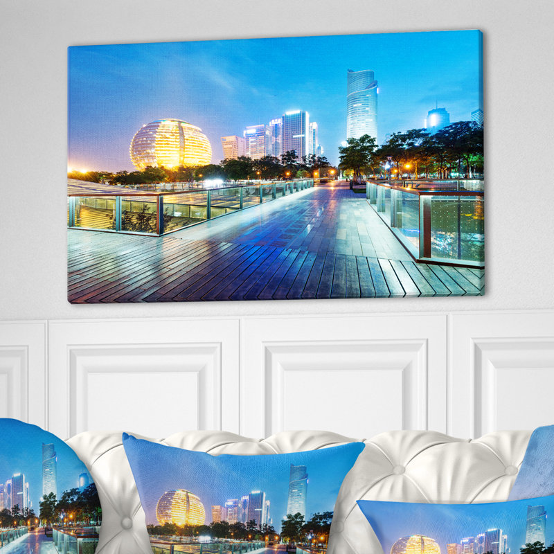 Gratte-ciels china hangzhou-impression sur toile, H 20 po x l 40 po x P 1po, Toile tendue