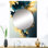 Crooke abstrait bleu et doré II - feuilles, miroir décoratif
