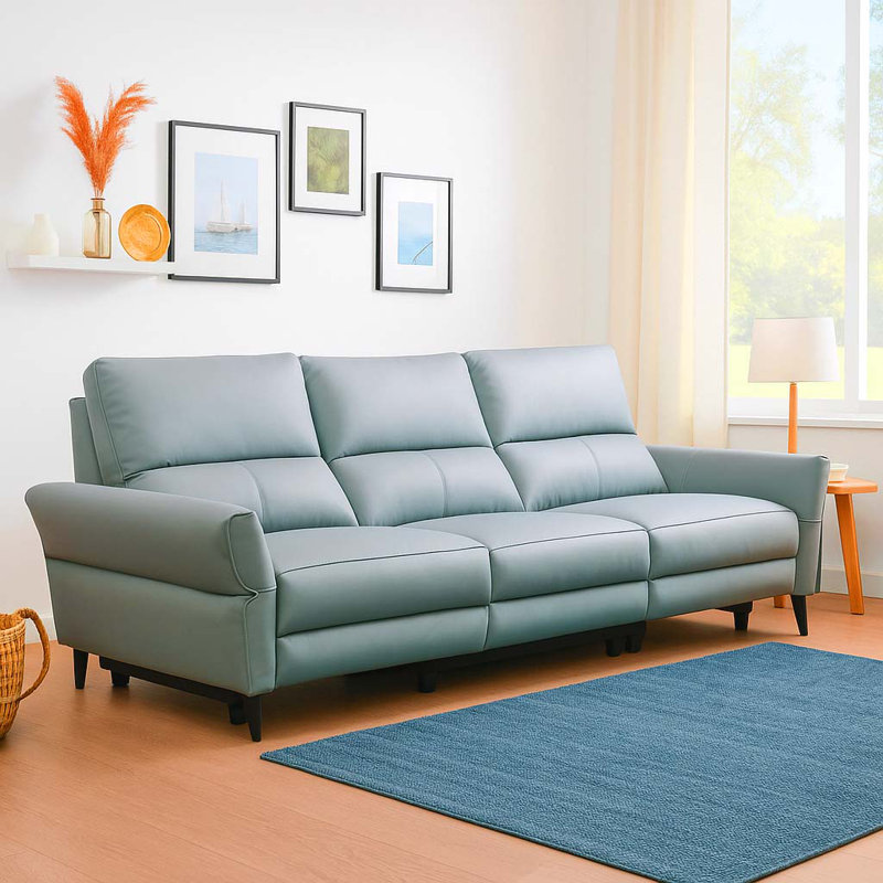 Nuvella 111" Top Grain Italian Leather Power Reclining Sofa 3 Seater Italian Leather Power Reclining Sofa