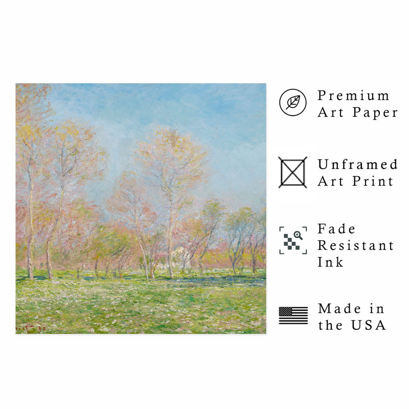 Paysage et nature Claude Monet - Printemps à Giverny, reproduction d'art classique sans cadre, H 14 po x l 14 po
