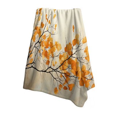 Amber Autumn Leaves - Leaves Throw Blanket For Couch