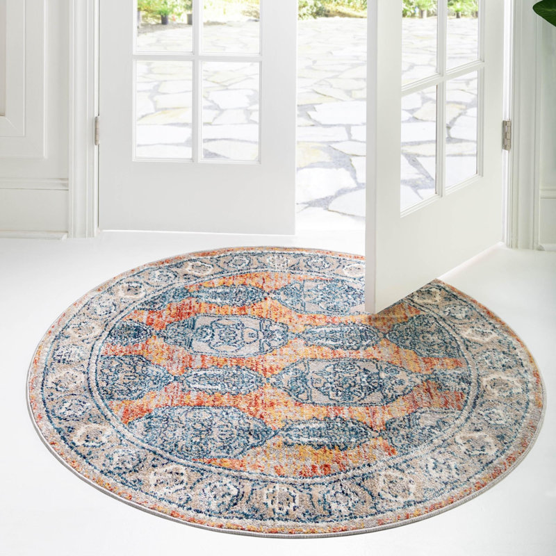 Opel Floral Indoor Rug, Round 5'2"