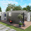 Remise de rangement extérieure en métal de 10 pi x 14 pi, abri de jardin durable avec trois portes verrouillables et une fenêtre transparente pour la cour, le patio, le jardin, l'abri toutes saisons pour les vélos, les outils de jardinage, les tondeuses à gazon-123924560