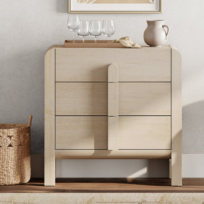 Buffet Mid-Century 31,5 "en bois avec rangement, crédence moderne avec tiroirs pour cuisine, salon et salle à manger