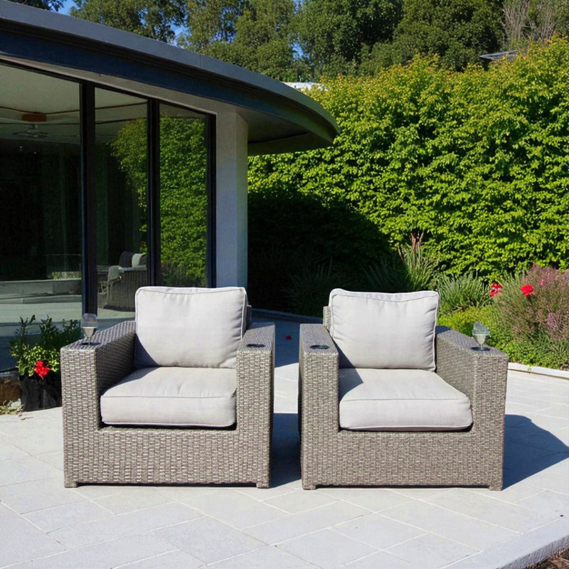 Chaises longues d'extérieur avec coussins entièrement assemblées, ensemble de 2