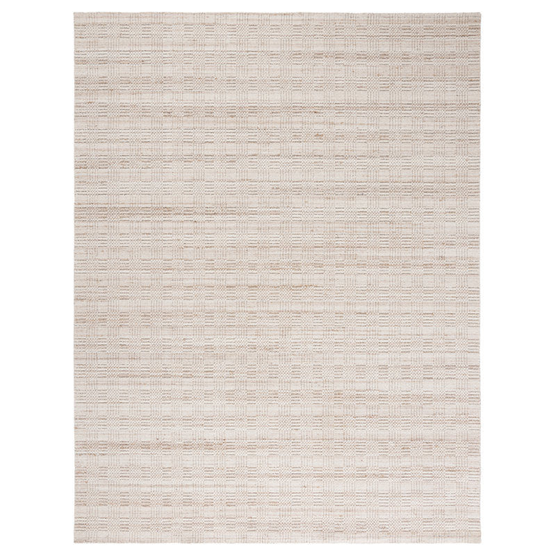 Tapis beige / brun en laine / coton tissé à la main Brandalynn, Rectangle 6 pi x 9 pi