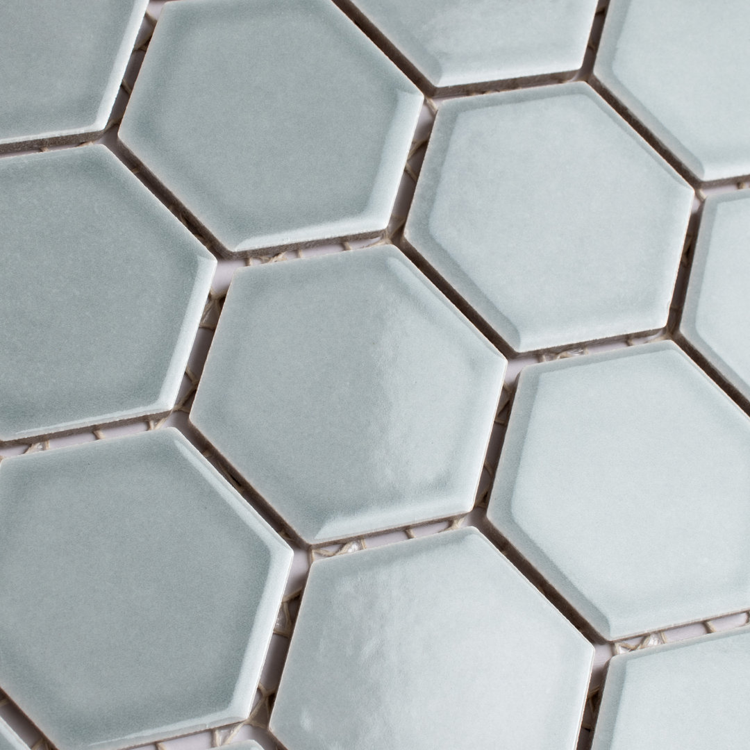 Tribeca 2" Hex Glossy 11-1/8 " x 12-5/8 " Porcelain Mosaic Floor & Wall Tile Merola Tile 