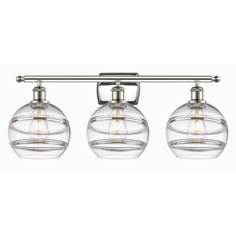 Éclairage pour meuble-lavabo 3 lumières Natick, Transparent, Nickel poli