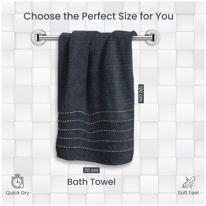 Premium Ribbed Cotton Bathroom Towel Collection, Soft & Plush, Fast Absorbing Hand, Bath Towels & Bath Sheets - 2 Pack, Black