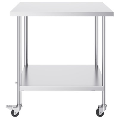 Table de travail en acier inoxydable 30 po x 36 po x 38 po (table basse incluse)