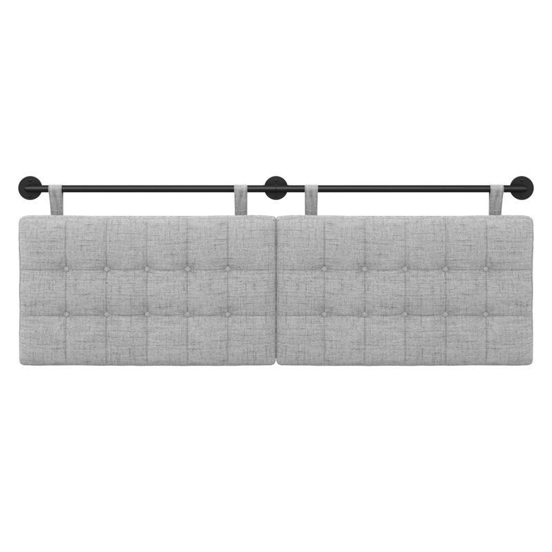 King Size Grey Tufted Upholstered Floating Headboard