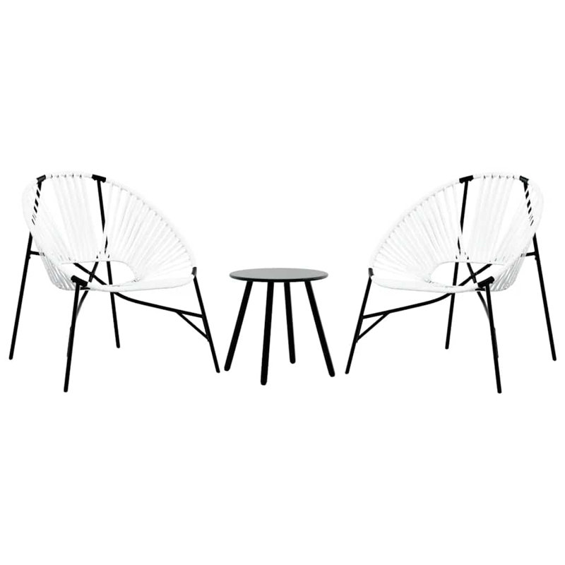 Garden Chair Set 3 Pcs Poly Rattan, Black/White