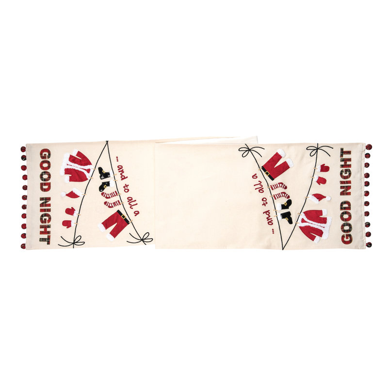 Christmas Clothesline Embroidered Table Runner