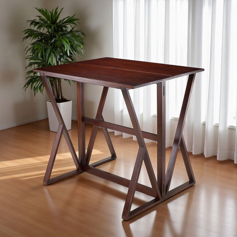 Buariki Rectangular High Table with Drop Leaf in Walnut Finish, 36.00" H X 39.00" W X 31.00" D