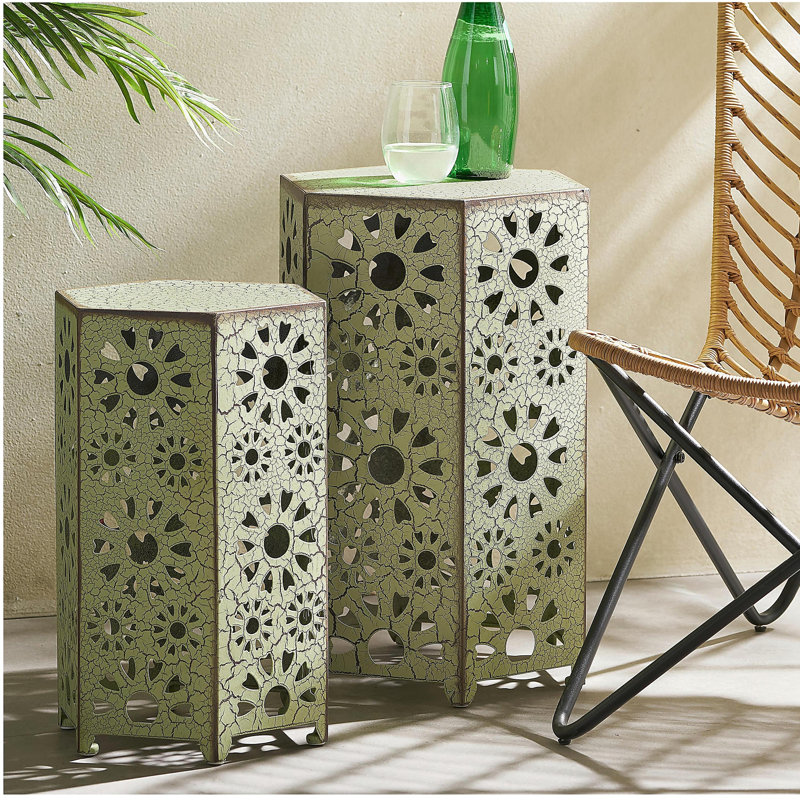 Table d'appoint d'extérieur ELiana, 2 pièces, Vert