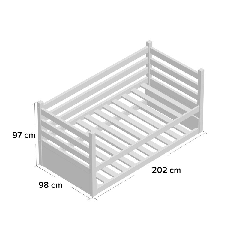 98 x 202cm Solid Wood Daybed with Trundle, No Storage